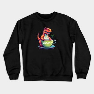 Funny Dinosaur Tea Rex Pun Crewneck Sweatshirt